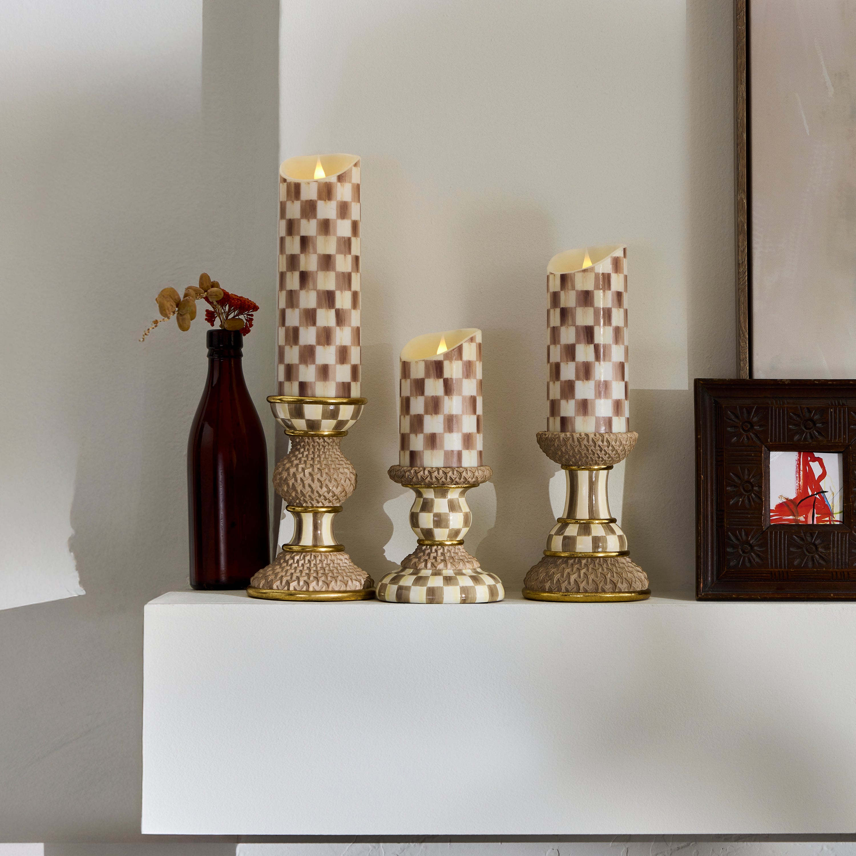 MacKenzie-Childs | Mocha Check Flameless 5