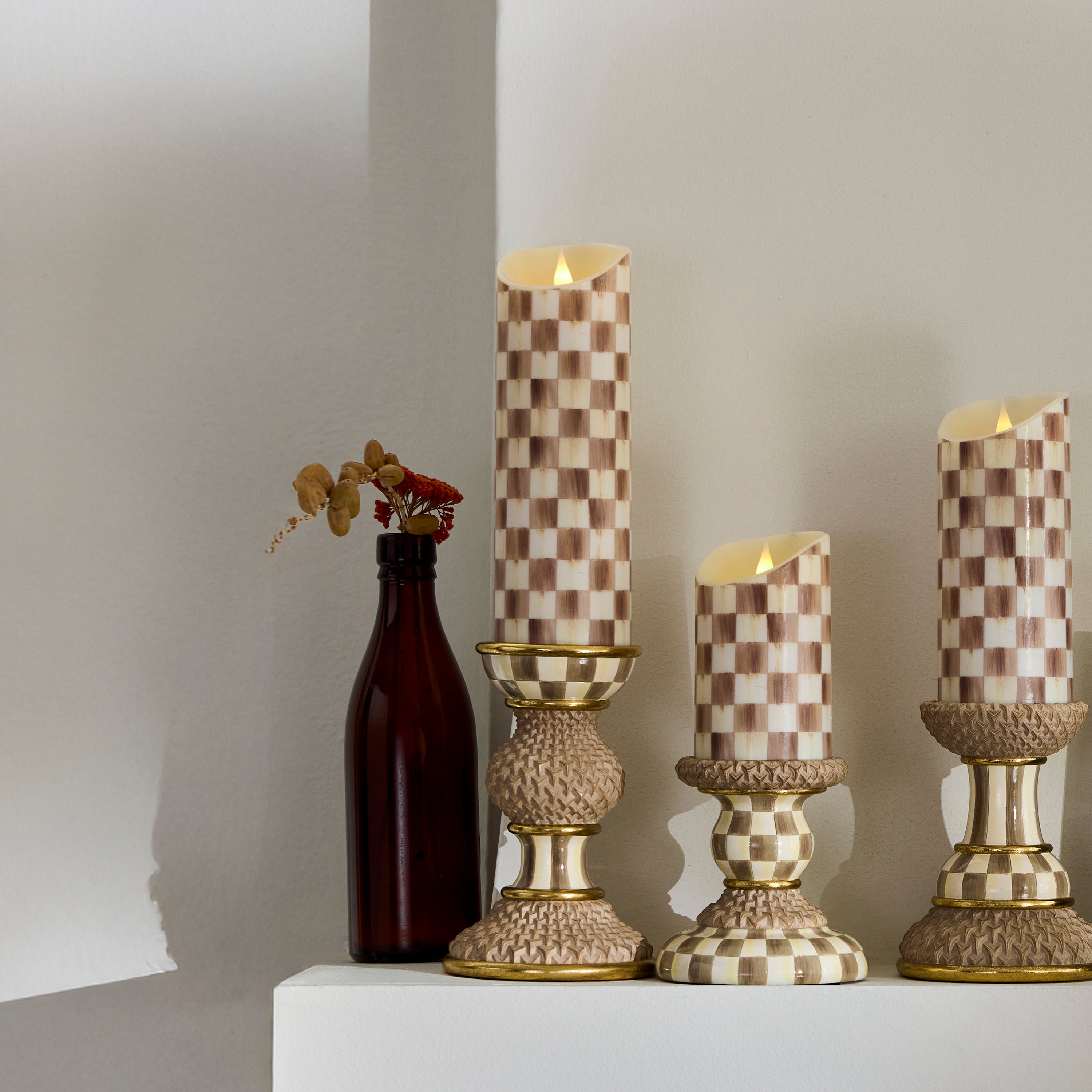 MacKenzie-Childs | Mocha Check Flameless 9