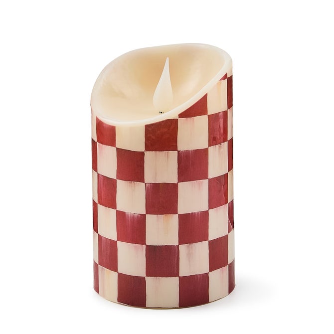 Cherry Check Flameless 5" Pillar Candle image number 0