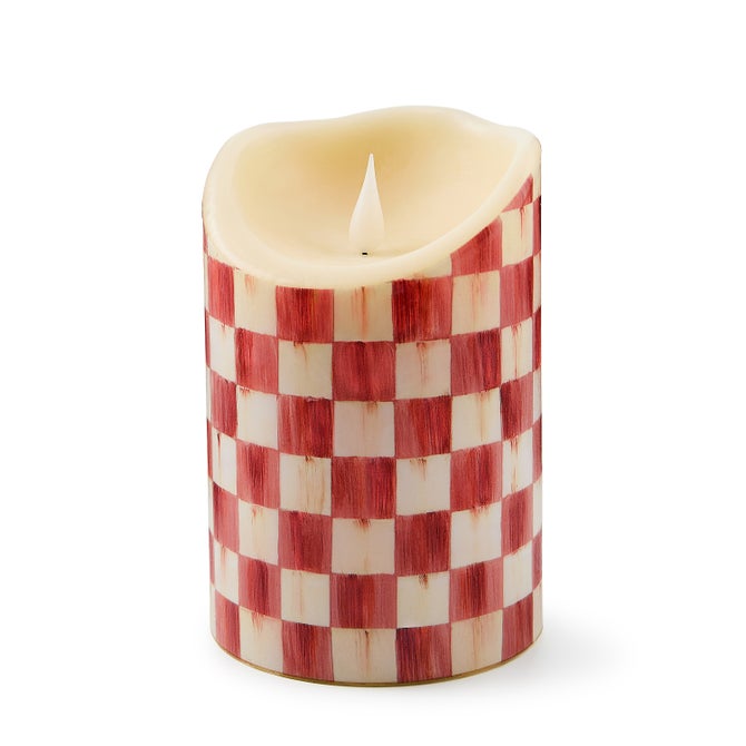 Cherry Check Flameless 6" Pillar Candle image number 0