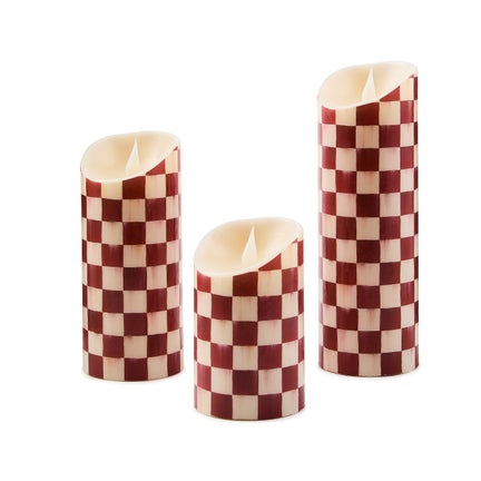 Cherry Check Flameless 9" Pillar Candle
