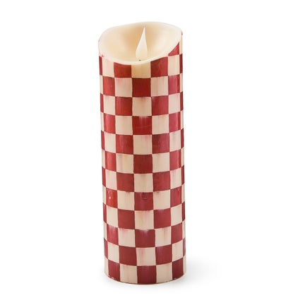 Cherry Check Flameless 9" Pillar Candle