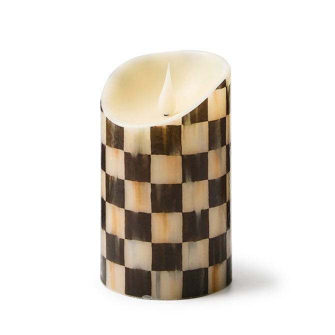 Courtly Check Flameless 5" Pillar Candle image number 1