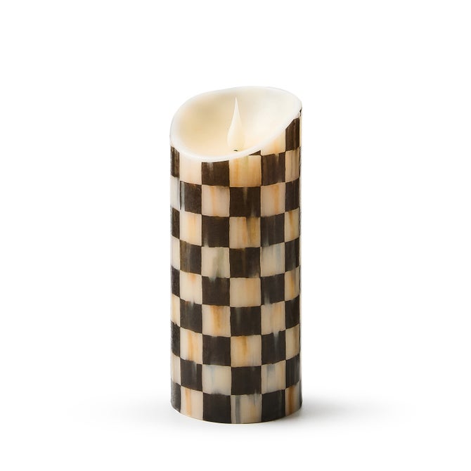 Courtly Check Flameless 7" Pillar Candle image number 0
