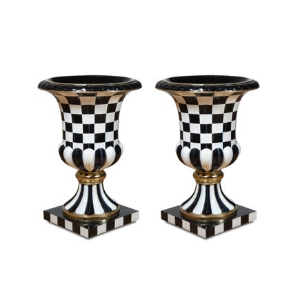 Courtly Check Pedestal Urn, Set of 2