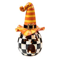 Illuminated Happy Jack Pumpkin with Orange Hat