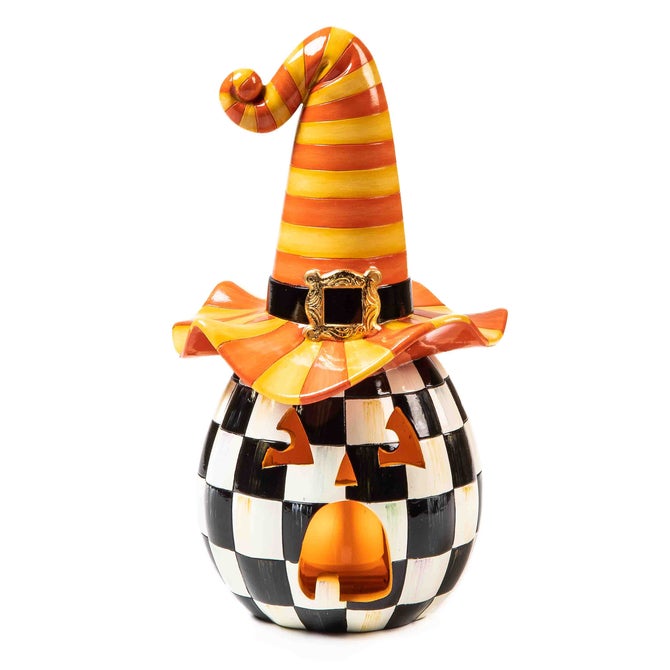 Illuminated Happy Jack Pumpkin with Orange Hat image number 0
