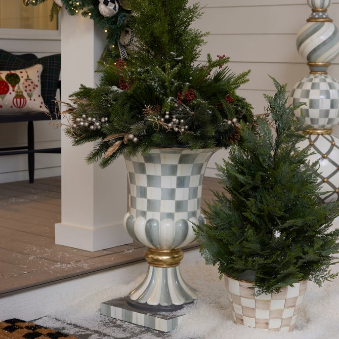 Sterling Check Pedestal Urn image number 5