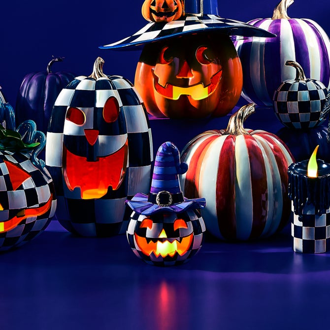 Illuminated Happy Jack Pumpkin with Purple Hat image number 6