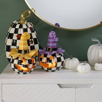 Illuminated Happy Jack Pumpkin with Purple Hat