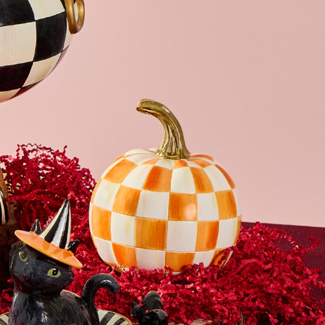 Orange Check Mini Pumpkin image number 3