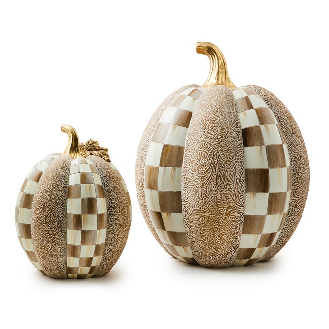 Mocha Check & Block Print Tall Pumpkin image number 2