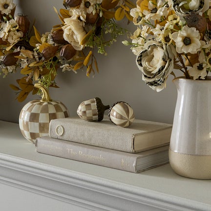 Mocha Check Acorns, Set of 2