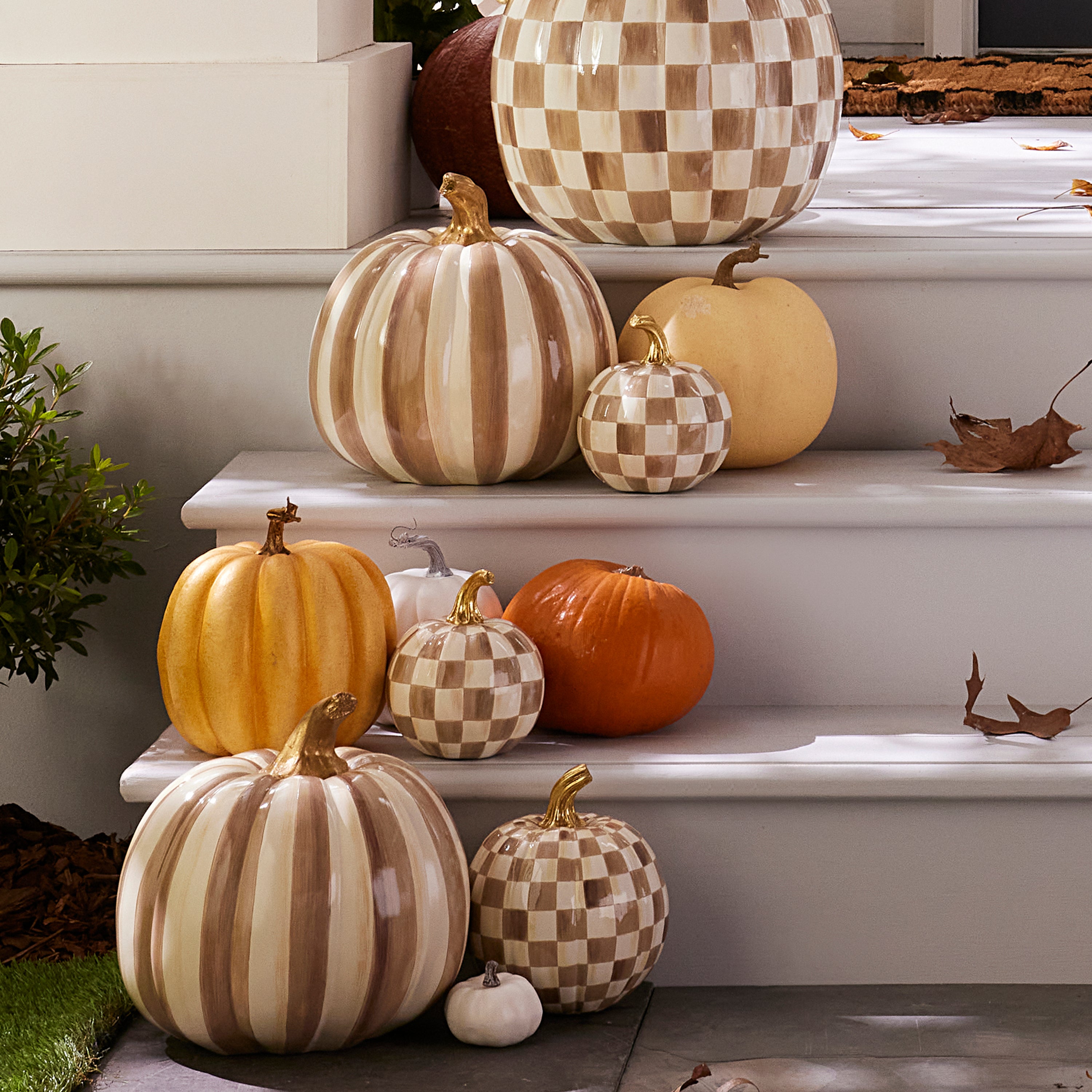 MacKenzie-Childs | Mocha Check Mini Pumpkin