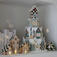 Illuminated Farmhouse Gingerbread Village