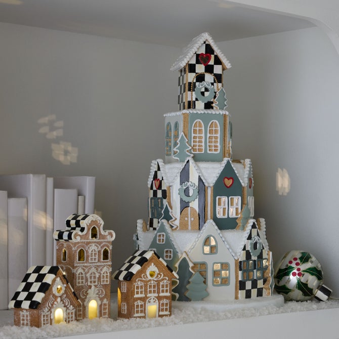 Illuminated Farmhouse Gingerbread Village image number 1