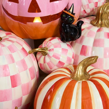 Bubblegum Pink Check Mini Pumpkin