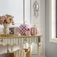 Bubblegum Pink Check Mini Pumpkin