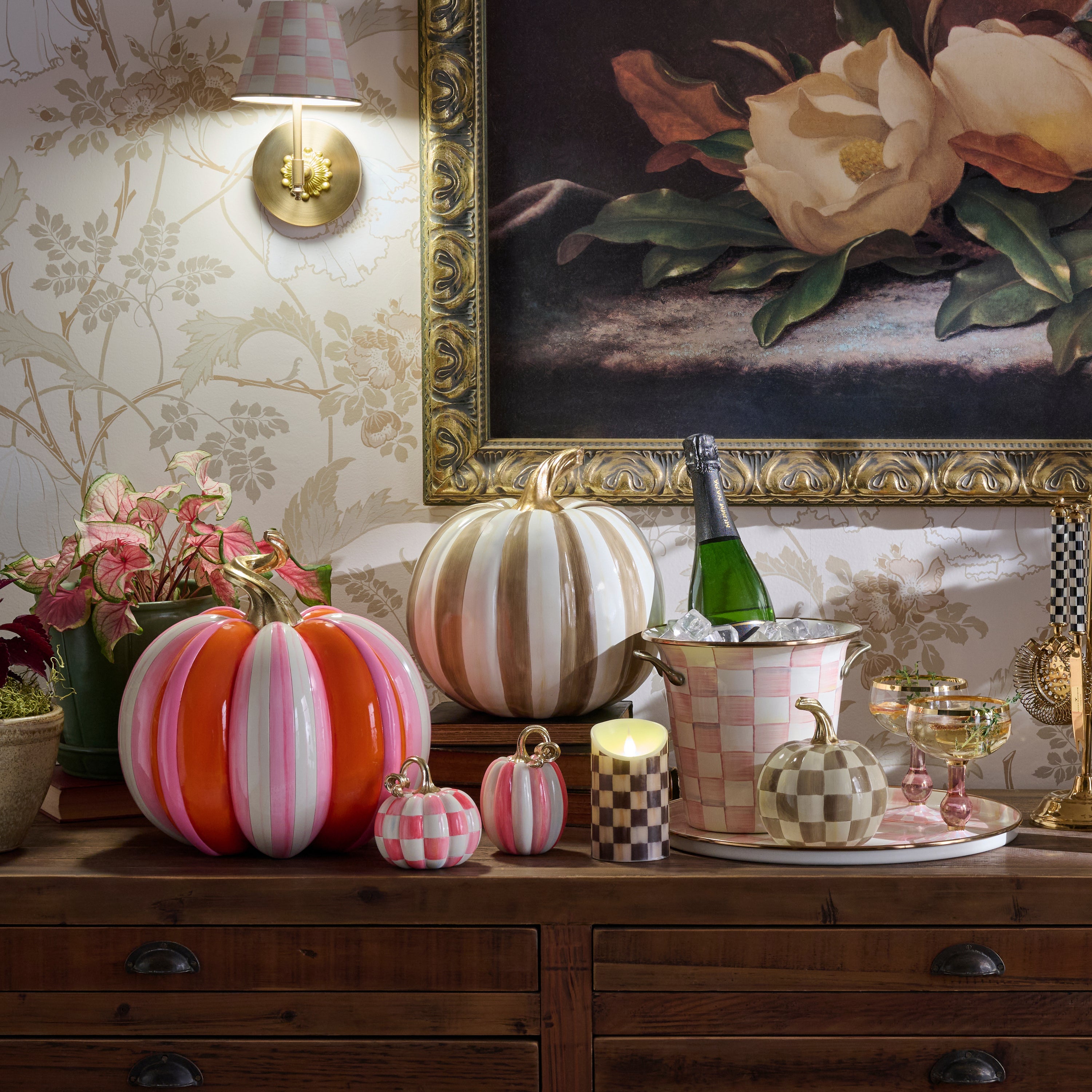 MacKenzie-Childs | Mocha Stripe Medium Pumpkin