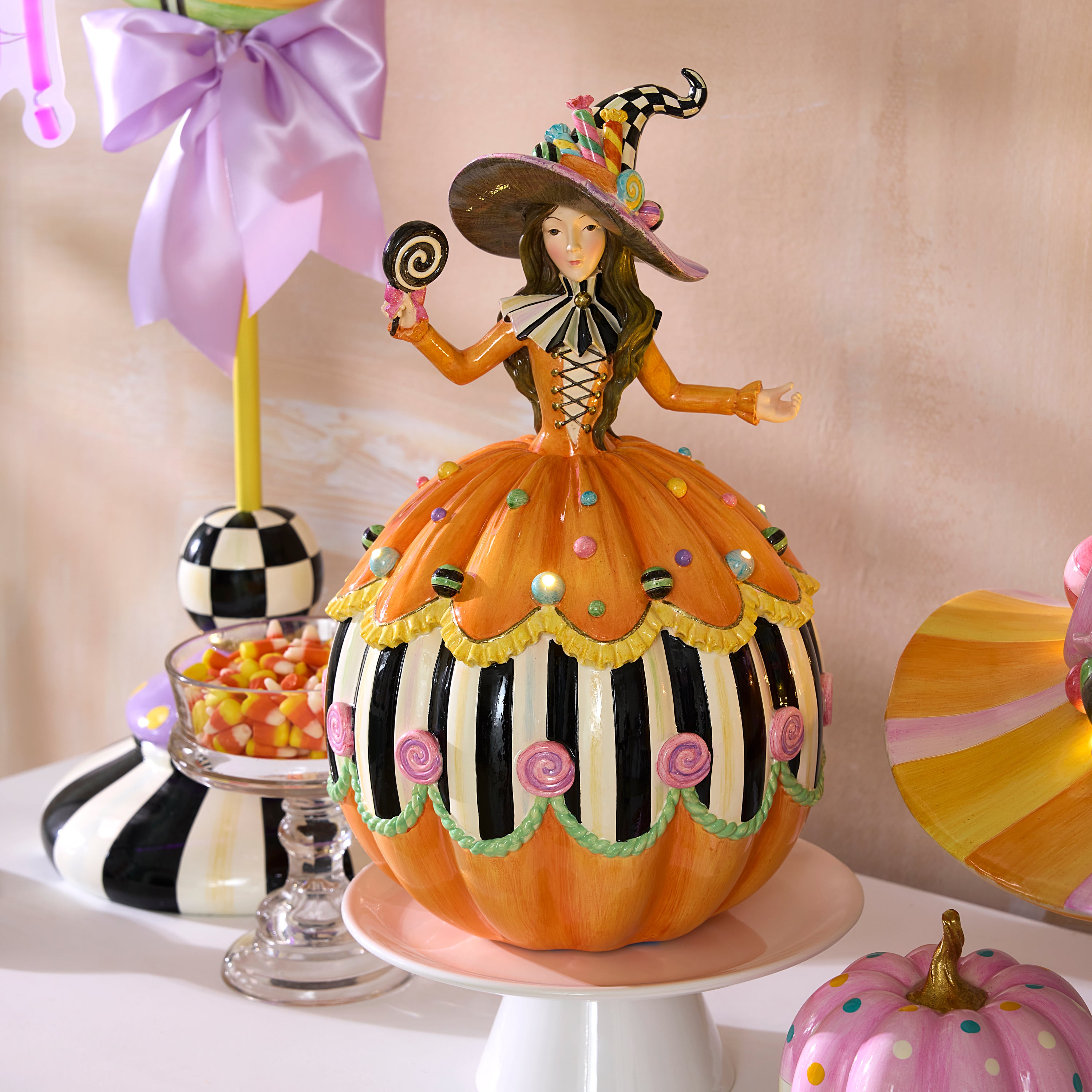 MacKenzie-Childs | Trick or Treat Illuminated Witch Figurine