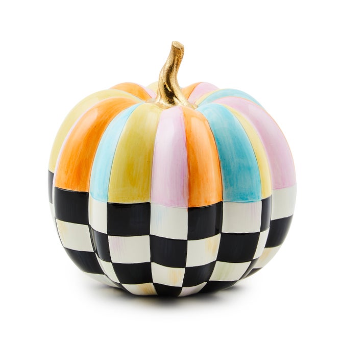 Cotton Candy Mini Check & Stripe Pumpkin image number 0