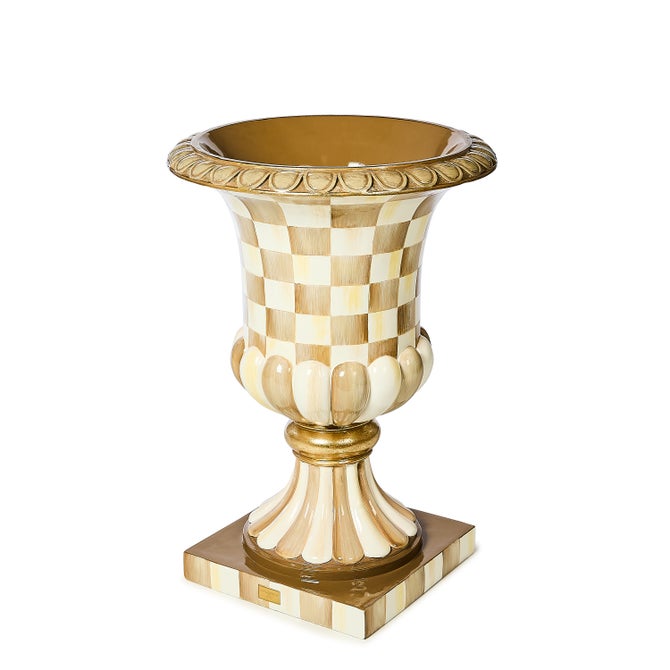 Mocha Check Pedestal Urn image number 0