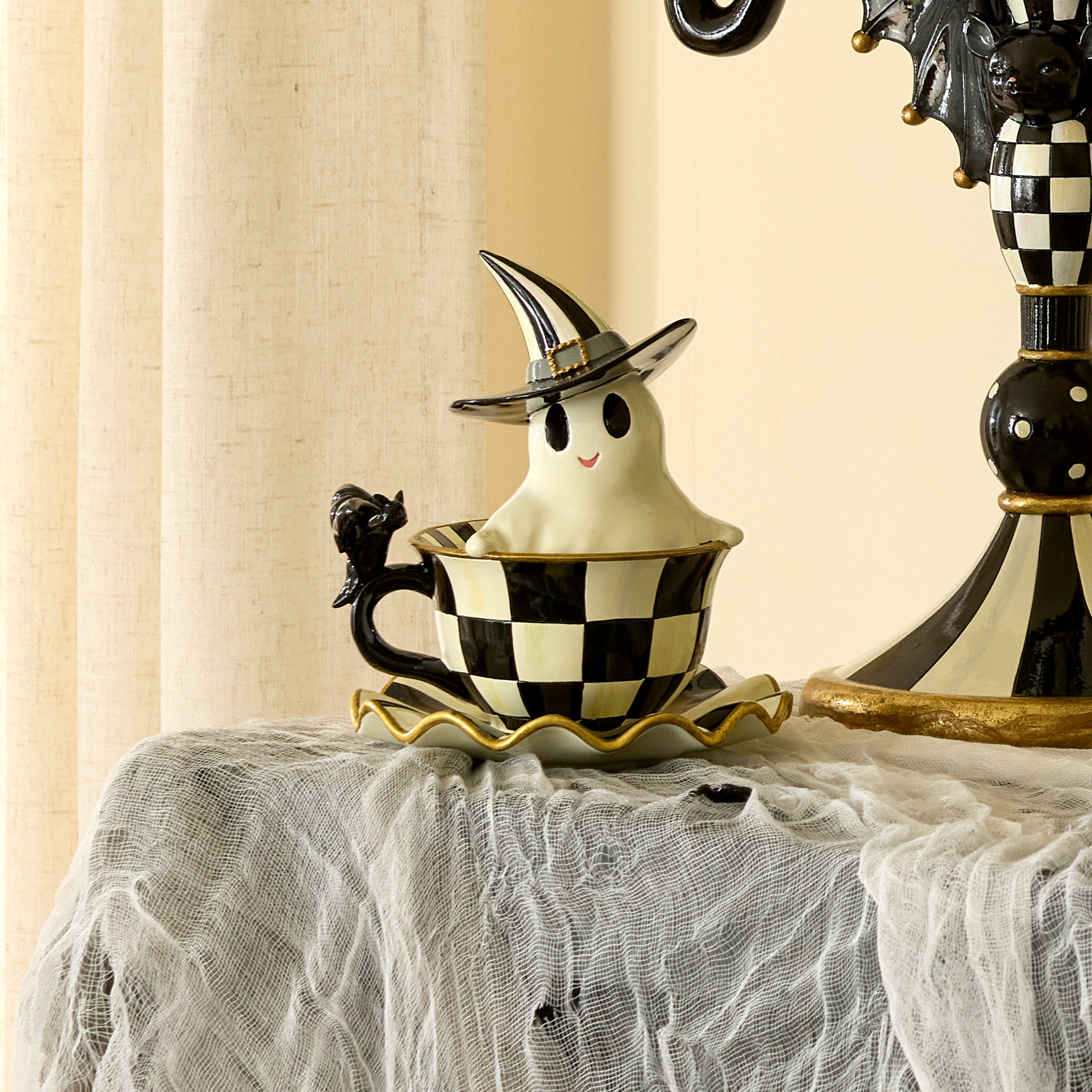 MacKenzie-Childs | Courtly Check Teacup Ghost Decor MacKenzie-Childs | Courtly Check Teacup Ghost Decor
