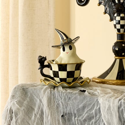 Courtly Check Teacup Ghost Decor