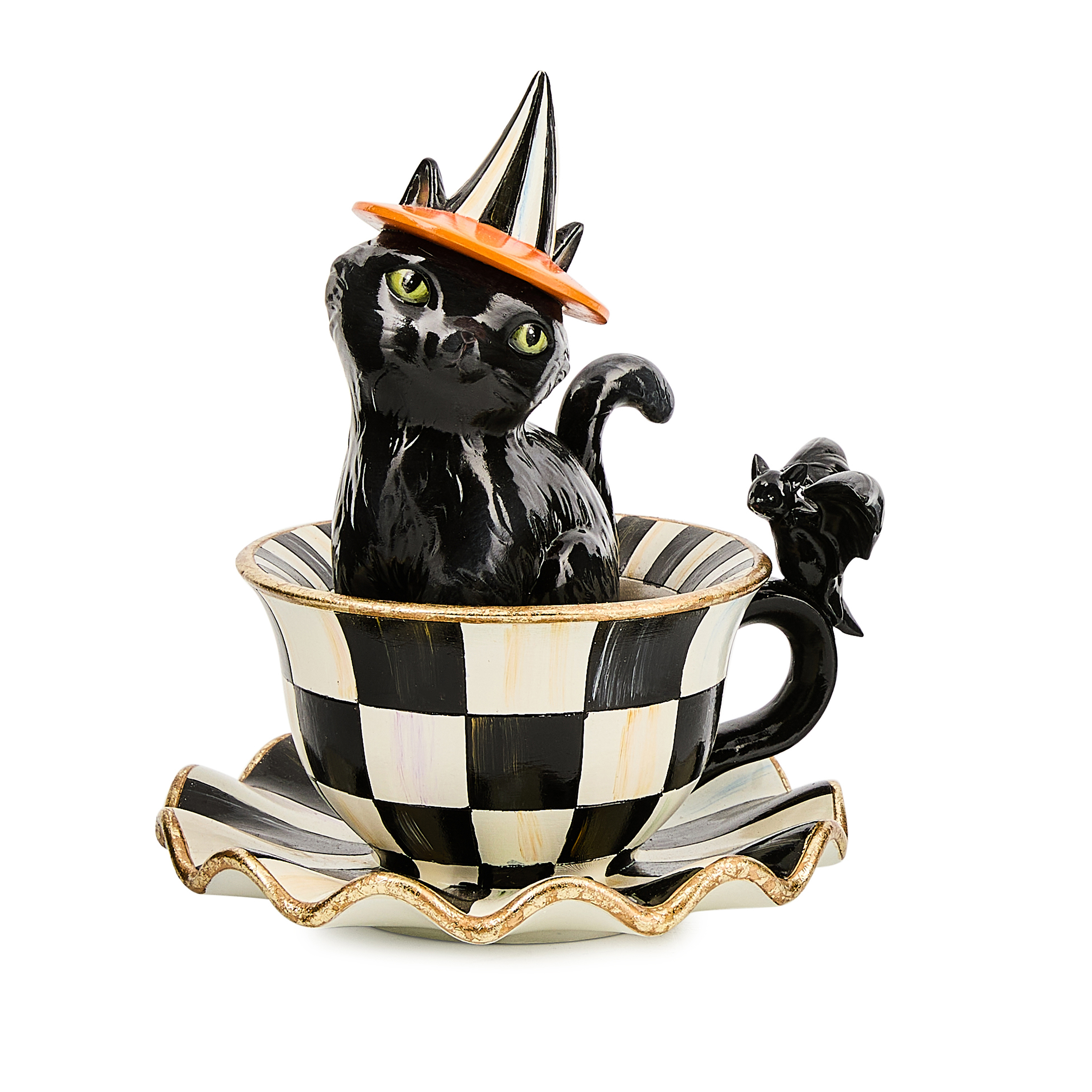 MacKenzie-Childs | Courtly Check Teacup Cat Decor
