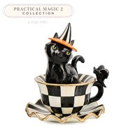 Courtly Check Teacup Cat Decor