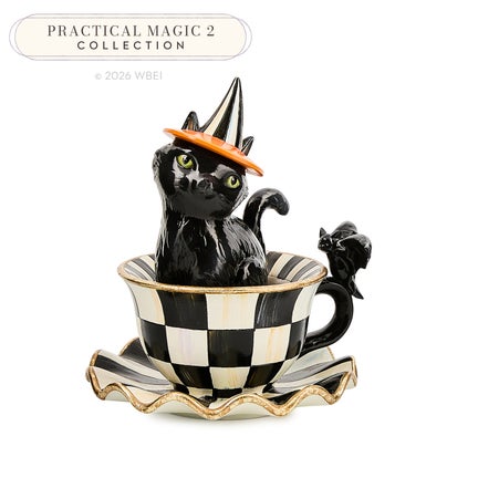 Courtly Check Teacup Cat Decor