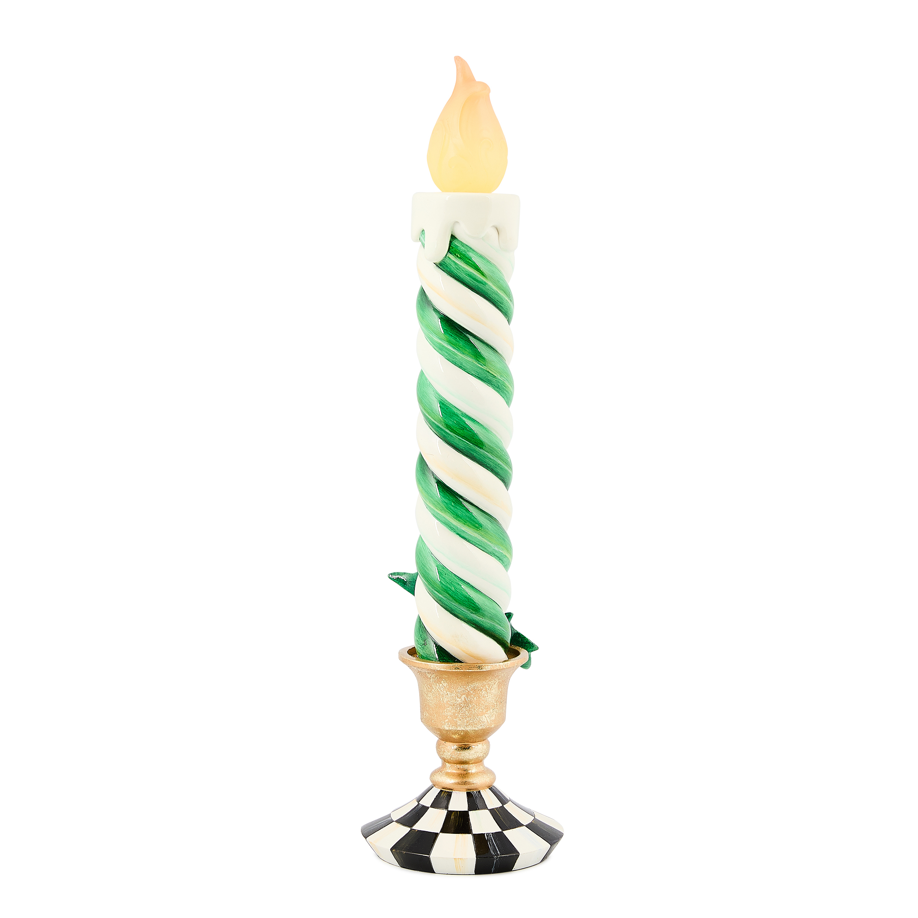 MacKenzie-Childs | Check It Out Green Illuminated Retro Candle