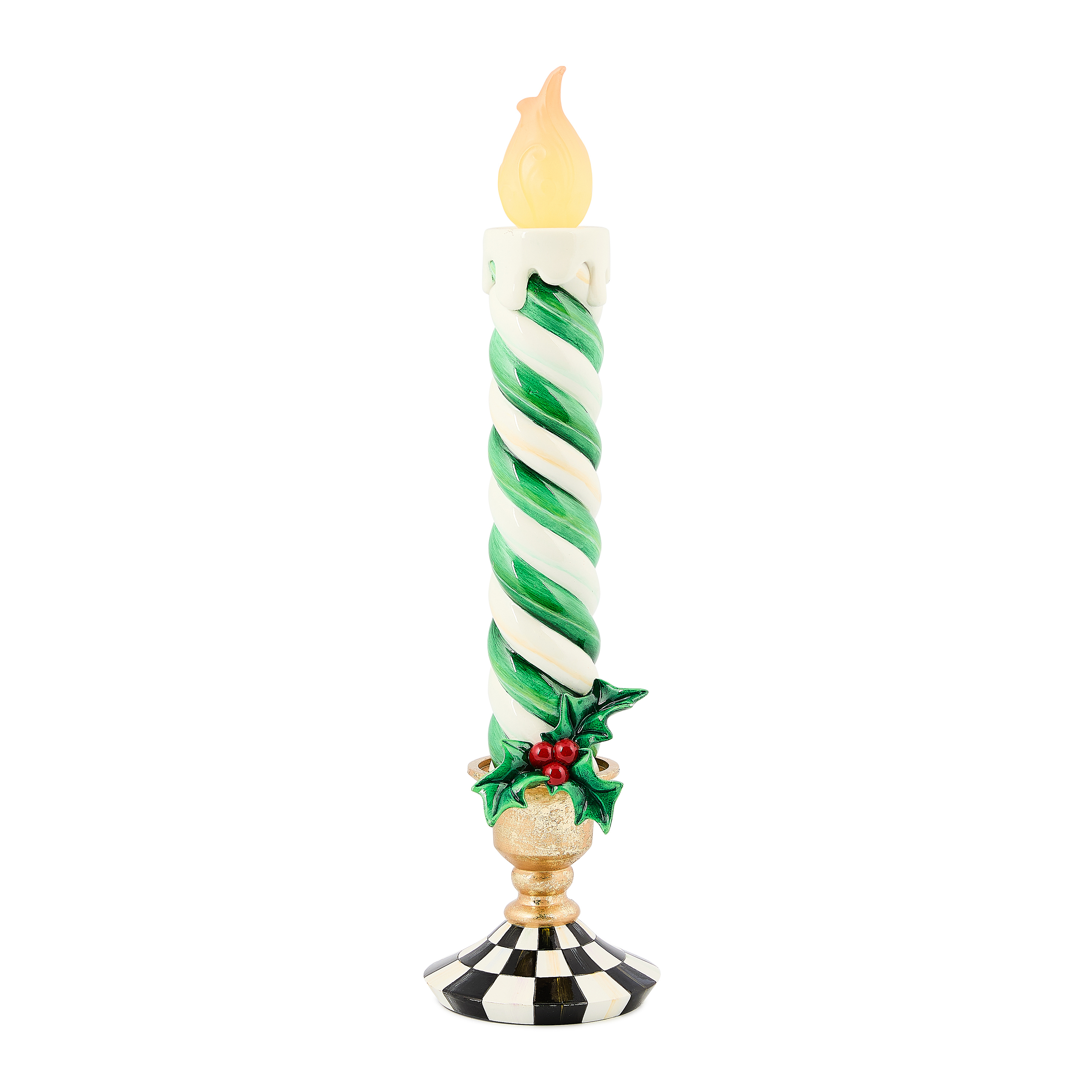 MacKenzie-Childs | Check It Out Green Illuminated Retro Candle