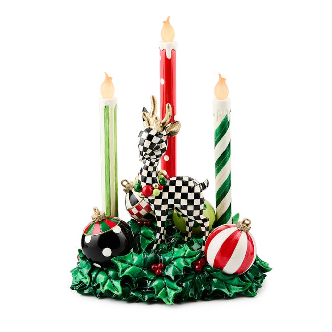 Check It Out Illuminated Deer & Candle Centerpiece image number 0