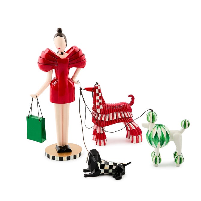 Check It Out Shopper Lady with Dogs Figurine image number 0