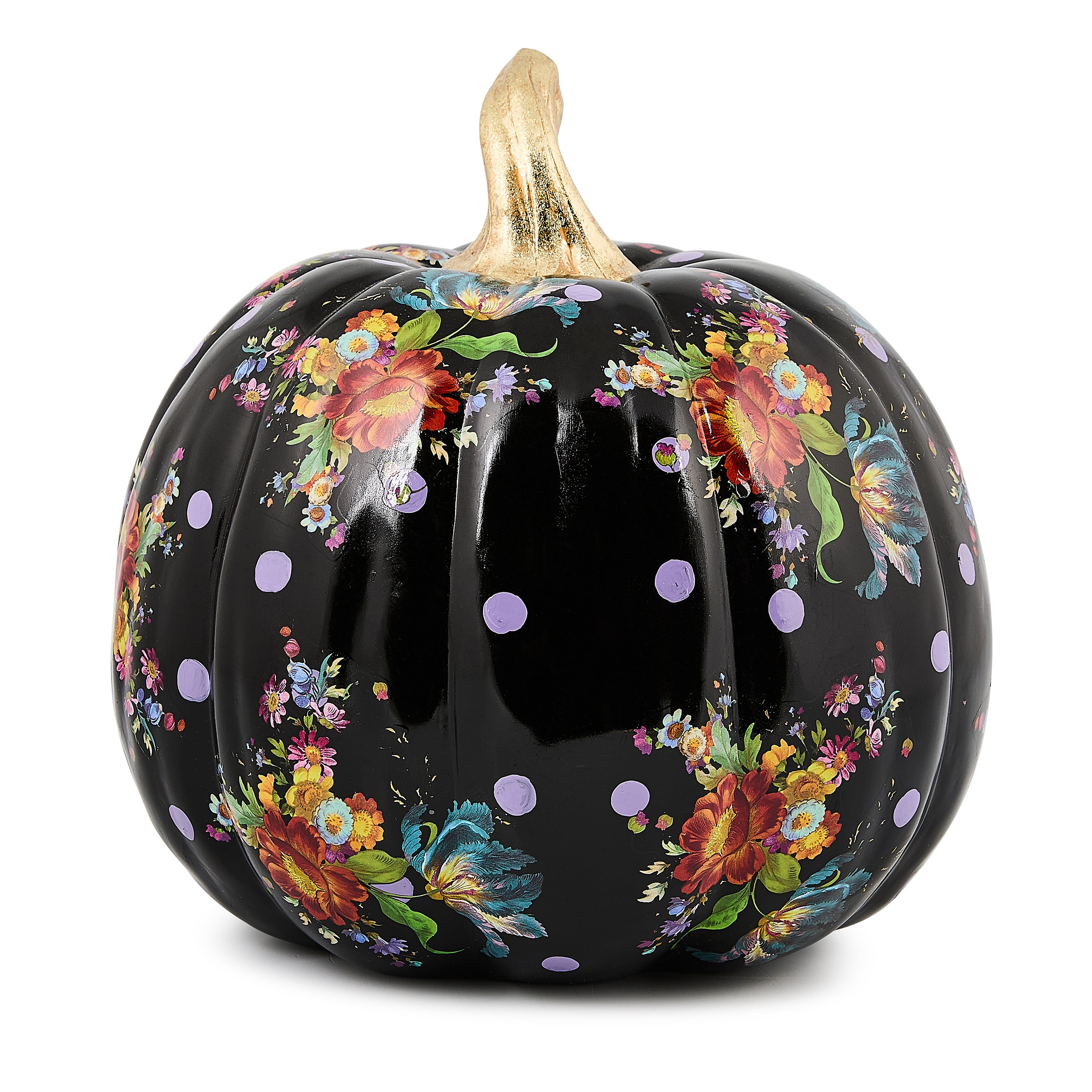 MacKenzie-Childs | Black Flower Market Medium Pumpkin