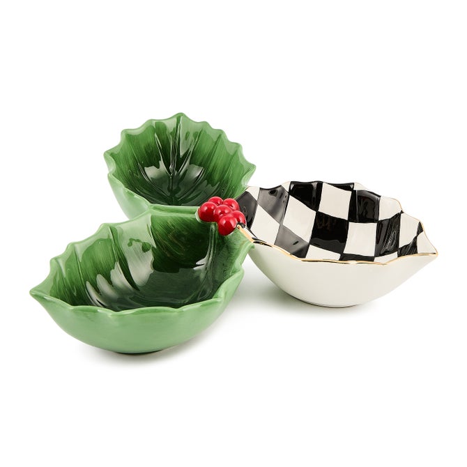 Holly Leaf Ceramic Candy Dish image number 1