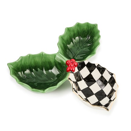 Holly Leaf Ceramic Candy Dish