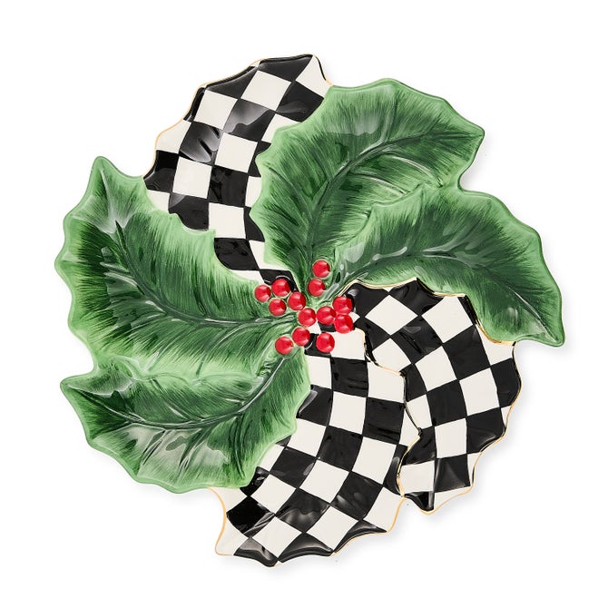 Holly Leaf Ceramic Serving Platter image number 0