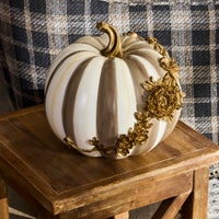 Mocha Stripe Floral Garland Pumpkin