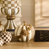 Mocha Stripe Floral Garland Pumpkin