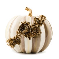 Mocha Stripe Floral Garland Pumpkin