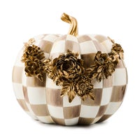Mocha Check Floral Garland Pumpkin