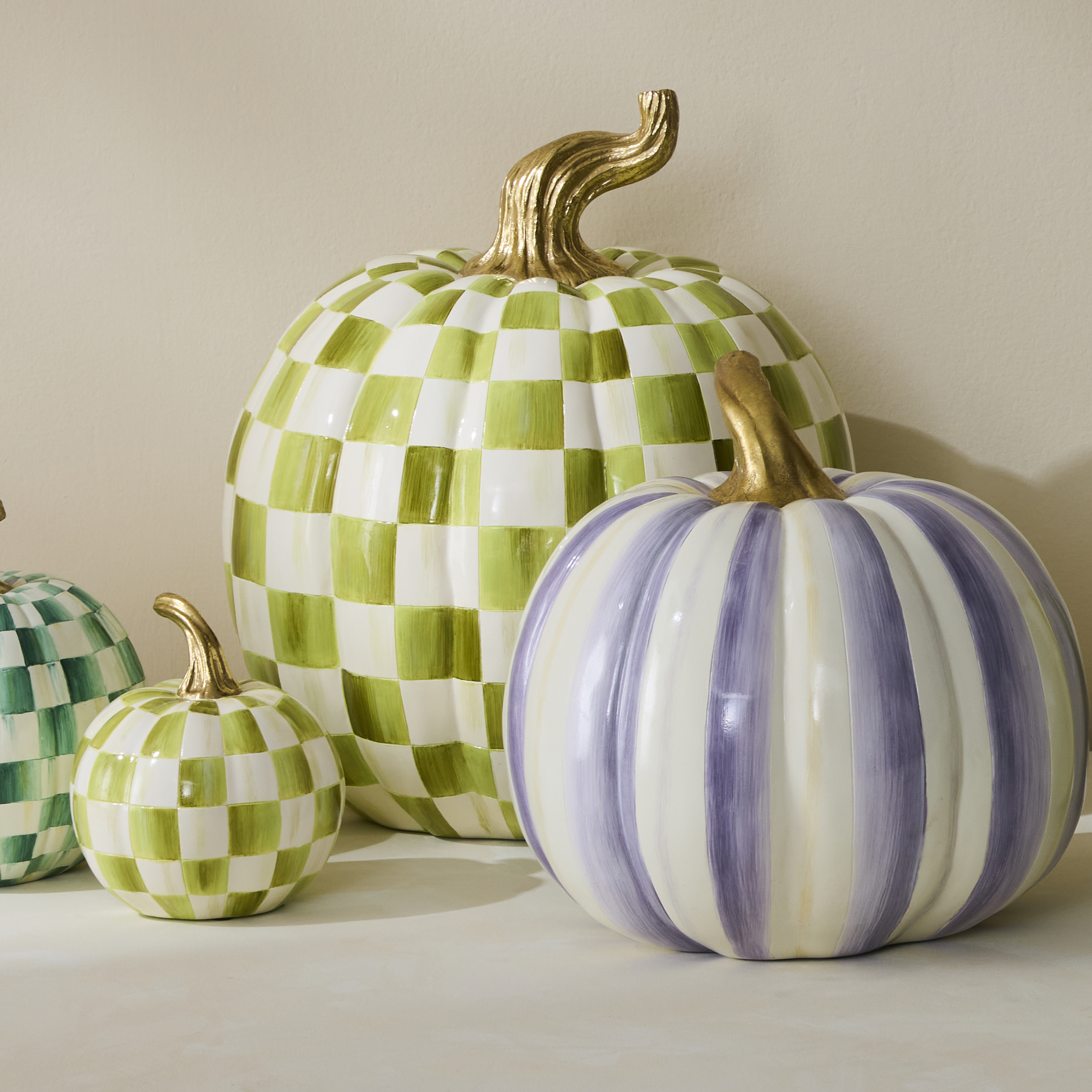 MacKenzie-Childs Moss Check Pumpkins - Thumbnail 4