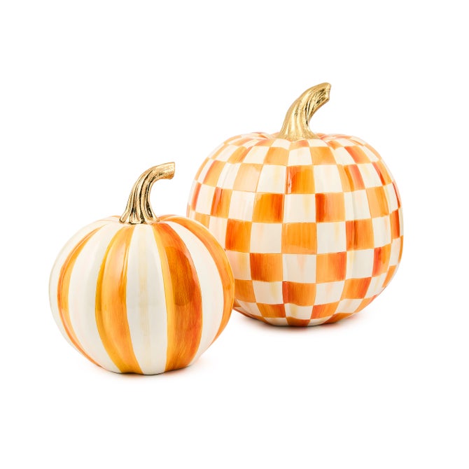 Classic Orange Stripe Small & Check Medium Pumpkin Set image number 1