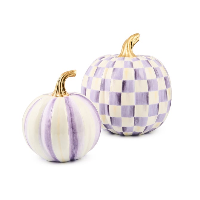 Classic Violet Stripe Small & Check Medium Pumpkin Set image number 1