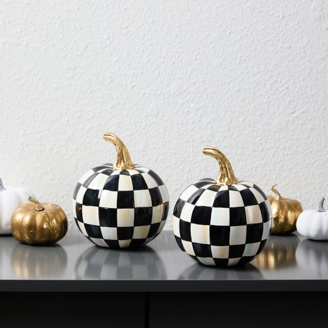 Classic Courtly Check Mini Pumpkin Set of 2 image number 1