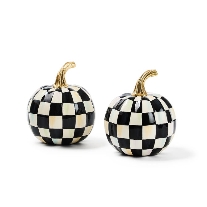 Classic Courtly Check Mini Pumpkin Set of 2 image number 0