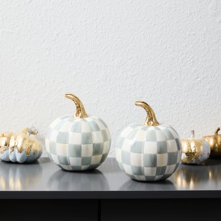 Classic Sterling Check Mini Pumpkin Set of 2