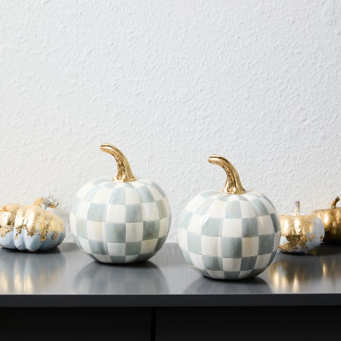Classic Sterling Check Mini Pumpkin Set of 2 image number 1